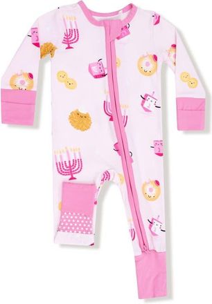 Angel Dear Hanukkah Convertible Zip Footie in Pink at Nordstrom, Size 12-18M