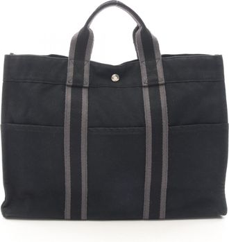 Herm&egrave;s Black Canvas Tote Bag (Pre-Owned)