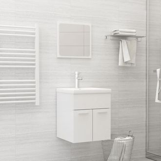 vidaXL Juego De Muebles De Ba&ntilde;o Madera De Ingenier&iacute;a Blanco Brillo Vidaxl