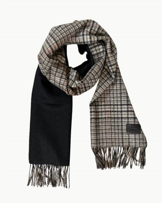 Vince Womens Cashmere Herringbone Plaid Solid Scarf In Cobblestone
