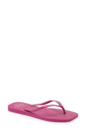 Havaianas Slim Square Logo Flip Flop in Rose Gum at Nordstrom, Size 11