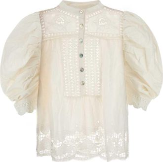 Farm Rio White Linen Blend Blouse