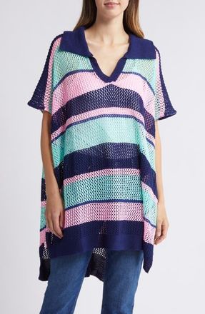 Nikki Lund Stripe Open Stitch Sweater in Blue Multi at Nordstrom