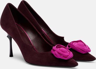 Roger Vivier Rose Vivier floral-appliqu&eacute; suede pumps