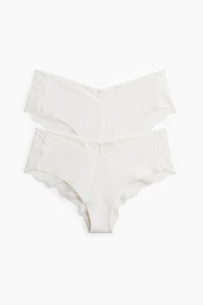 H&M 2er-Pack Hipster aus Mikrofaser und Spitze - White