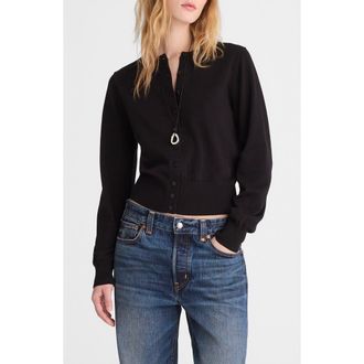 Madewell Button Front Cotton Cardigan in Jet Black at Nordstrom, Size Xx-Small