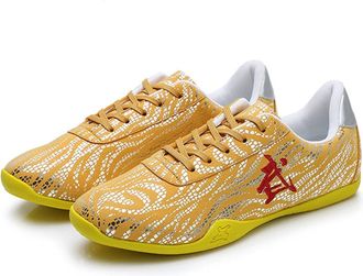 Generic Taekwondo Shoes, Breathable Martial Arts Sneakers, Sport Boxing Kung Fu Taichi Lightweight for Adults and Children(Yellow,6.5 UK)