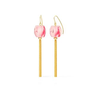 Gold & Honey Womens Tassel Bead Drop Earrings In Watermelon Marble