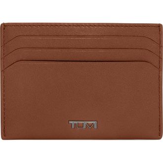 Tumi Nassau Slim Leather Card Case in Cognac at Nordstrom