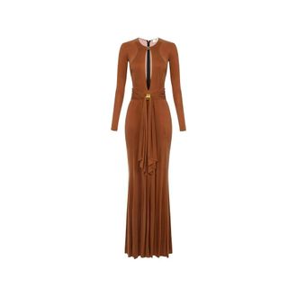 Elisabetta Franchi Gowns, female, Brown, Size: L Dress Elisabetta Franchi