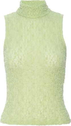 Frame Denim Sleeveless Mesh Mockneck In Green