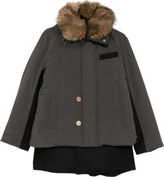 sacai Layered faux-fur padded jacket