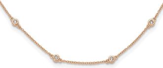 Diamond2Deal 14k Rose Gold 3/8 Ct Lab Grown Diamond Sixteen Station Necklace 16 Clarity VS, Color D-E