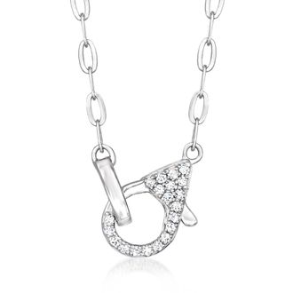 RS Pure by Ross-Simons Sterling Silver Paper Clip Link Necklace With Diamond Lobster Clasp