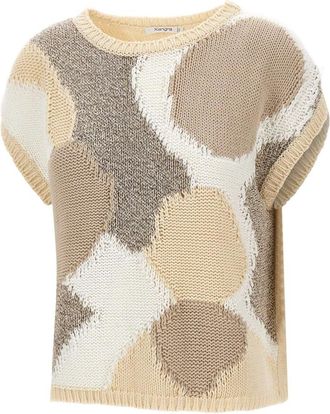 KANGRA Ronde hals gebreid - Dames - Ronde hals truien - Beige - S - Katoen - Truien & Vesten