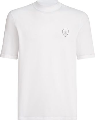 Brunello Cucinelli Piqu&eacute; T-shirt with logo in White at Nordstrom, Size Xx-Large Eu