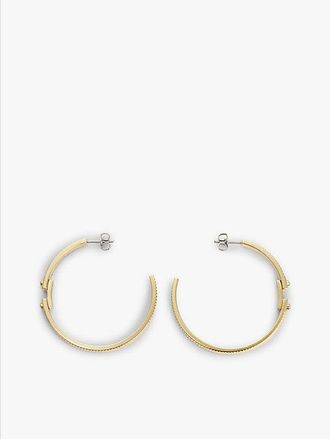 Tommy Hilfiger Pendientes de aro estriados chapados en oro
