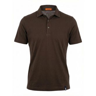 Drumohr Polo Shirts, male, Brown, Size: 2XL Pure Cotton Jersey Short-Sleeve Polo