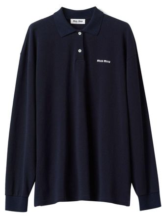 Miu Miu Poloshirt met geborduurd logo - Blauw
