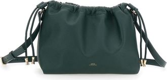 A.P.C. A. P.C. ninon Green Crossbody Bag With Drawstring Closure And Embossed Logo Lettering On The Front In Ecoleather Woman