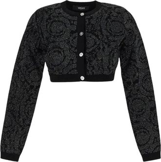 Versace Viscose Cropped Cardigan - Dames - Vesten - Zwart - L - Truien & Vesten