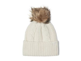 The North Face Oh Mega Faux Fur Pom Beanie Traditional Womens Hats White Dune, Polyester