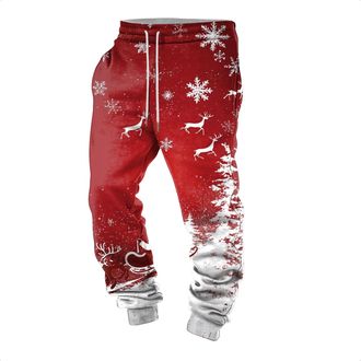 Generic Christmas Trousers Men Fleece Jogging Bottoms Casual Thermals Tracksuit Bottoms Sweatpant Christmas Winter Warm Trousers Mens Stretch Regular Fit Trai