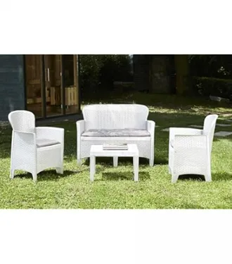 Progarden Set Divano Per Esterno Progarden Modello Jungle 4 Posti Bianco