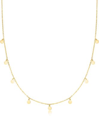 Canaria Canaria Italian 10kt Yellow Gold Mini Disc Station Necklace