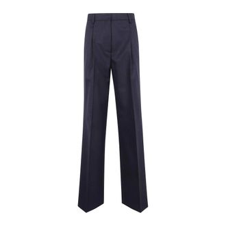 Dries Van Noten Pantalones Anchos con Pliegues - Trousers - Mujer - Azul - S