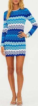 Beach Riot Shea Long Sleeve Cover-Up Dress in Antibes Chevron at Nordstrom, Size X-Small