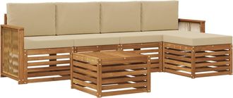 vidaXL Conjunto De Sof&aacute;s De Exterior 6 Uds. Natural Y Beige Vidaxl