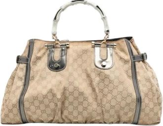 Gucci Pre-owned Handbags, female, Beige, Size: ONE SIZE Pre-owned Canvas Tote