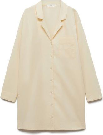 Mango Garment Washed Cotton Nightgown in Vanilla at Nordstrom, Size Small