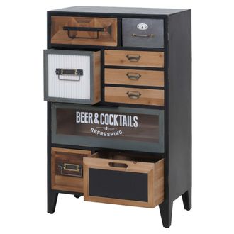 Hhg [nunca Usado] C&oacute;moda De Farmacia Hhg-699 Con Frentes De Cajones A Dos Lados, Estilo Vintage/shabby, Madera Y Metal, 95 X 58 X 32 Cm