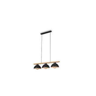 Briloner L&aacute;mpara Colgante Vintage Pola 98 Cm En Metal Negro Y Madera