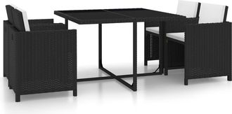 vidaXL Vidaxl - Set Comedor De Jard&iacute;n 5 Piezas Y Cojines Rat&aacute;n Sint&eacute;tico Negro