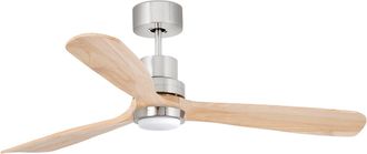 Netlighting Lantau Large Led Matt Nickel Pine Ceiling Fan DC Smart 15W 3000K 6 Speed