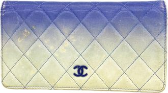 Chanel Blue Leather Long Wallet (Bi-Fold) (Pre-Owned)