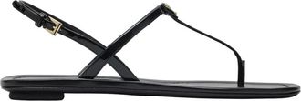 Prada Flat Sandals, female, Black, Size: 8 1/2 US Patent Leather Thong Sandal