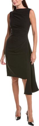 Teri Jon by Rickie Freeman Crepe Asymmetrical Hem Ruched Side Dress