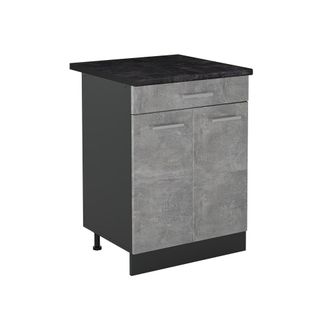 Vicco Mueble Bajo De Cocina R-line, Hormig&oacute;n/antracita, 60 Cm Con Caj&oacute;n Encimera Antracita, Vicco