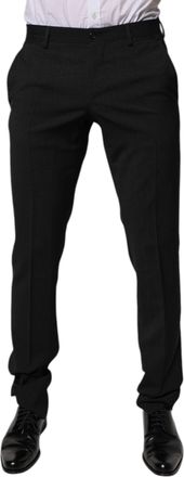 Dolce & Gabbana Black Polyester Tapered Formal Men Dress Pants Wool Elastane