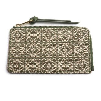 Loewe Green Canvas Leather Coin Purse/Coin Case (Pre-Owned)