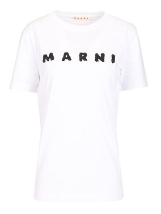 Marni Scribbled Logo T-Shirt Bianco-Donna