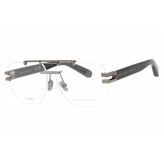 Philipp Plein Mens Grey Aviator Eyeglass Frames VPP087M