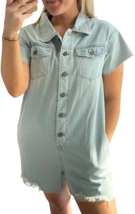 Wishlist Distressed Denim Romper In Light Wash