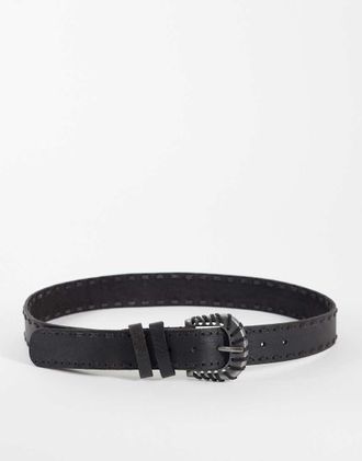 Free People cintura in pelle Holt nera-Nero