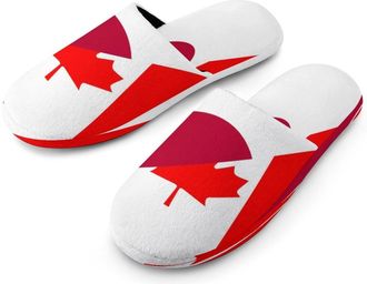 Generic Canada And Japan Flag Mens Cotton Slippers Memory Foam Comfort House Shoes Winter Indoor Slipper for Hotel Casa Spa