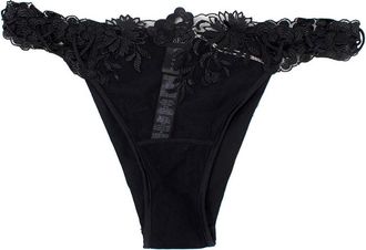 La Perla Zephyr Brazilian Brief in black Lycra with embroidered tulle Size M